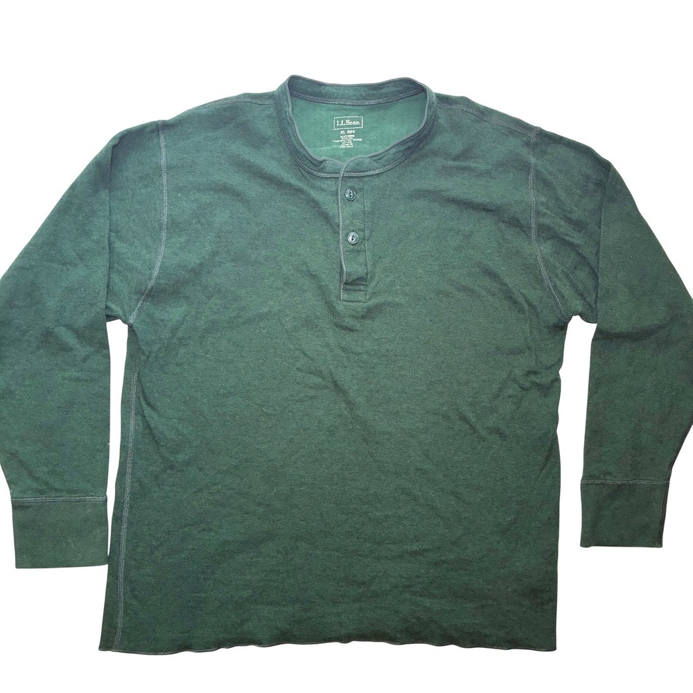 LL Bean Henley Long Sleeve Shirt Mens XL Cotton Wool Blend Rugged Outdoor Cabin